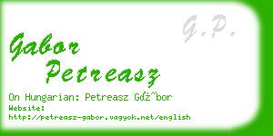 gabor petreasz business card